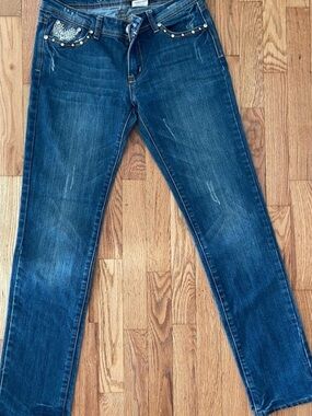 ANM Rhinestone Bootcut Jeans Women’s Size 29 Western Glam Dark Wash